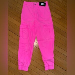 Fashion Nova Hot Pink Cargo Jogger Jeans